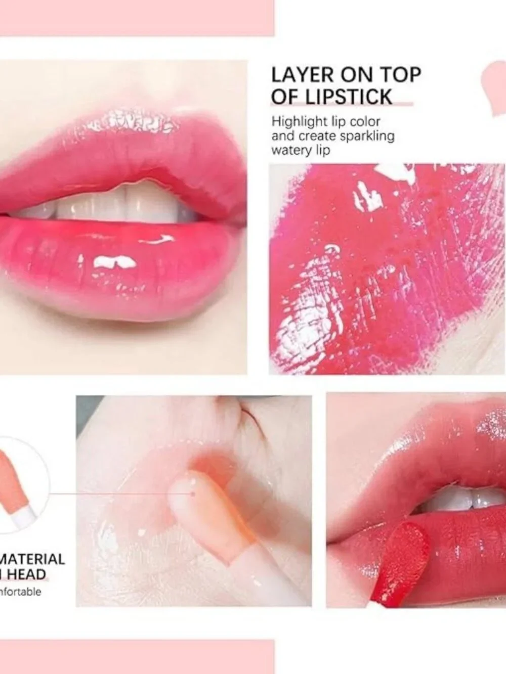 Shiny Cherry Hydrating Tinted Lip Oil Plumping Gloss Pink Tint Non Sticky Glossy